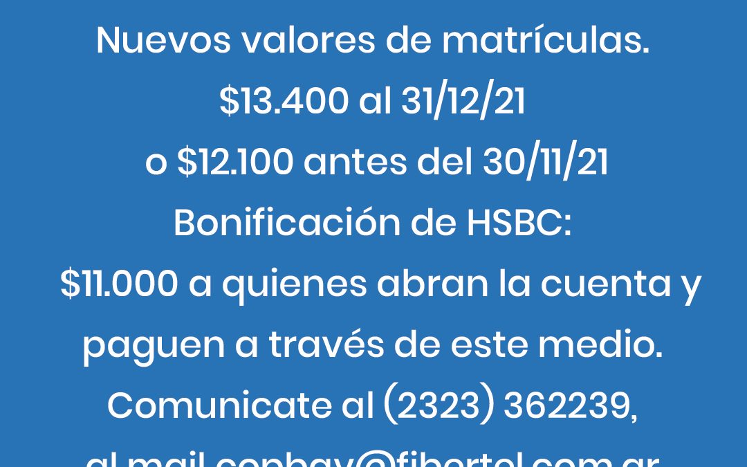 Nuevos valores de matrículas