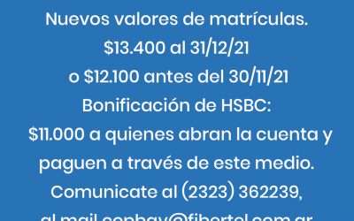 Nuevos valores de matrículas